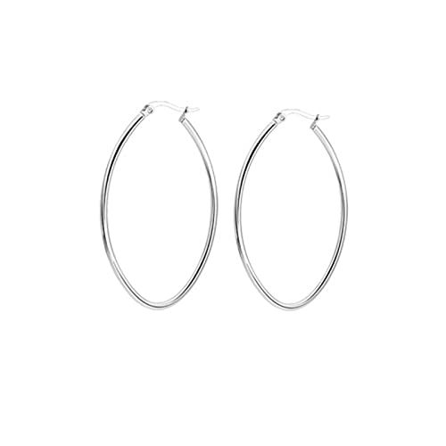 Lieson Titan Ohrringe Damen, Creolen Damen Silber Ohrringe Elegante Rund 30MM von Lieson