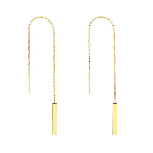 Lieson Titan Ohrringe Damen, Ohrhänger Damen Gold Ohrringe Durchzieher Mit Bar von Lieson