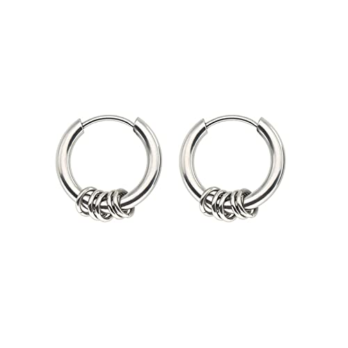 Lieson Titan Ohrringe Männer Frauen, Creolen Damen Herren Silber Ohrstecker 20 MM Rund Mit Kreisn von Lieson