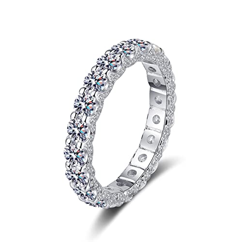 Lieson Trauringe Damen, Verlobung Ring Silber 925 Elegant Reihe Rund Moissanit 2.1ct Hochzeit Ringe Frauen Silber Gr. 60 (19.1) von Lieson