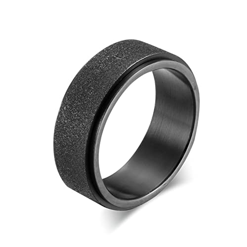 Lieson Verlobung Ring Männer Edelstahl, 8MM Matt Drehbar Freundschaftsringe Eheringe Hochzeitsringe Partnerringe für Herren Schwarz Größe 65 (20.7) von Lieson