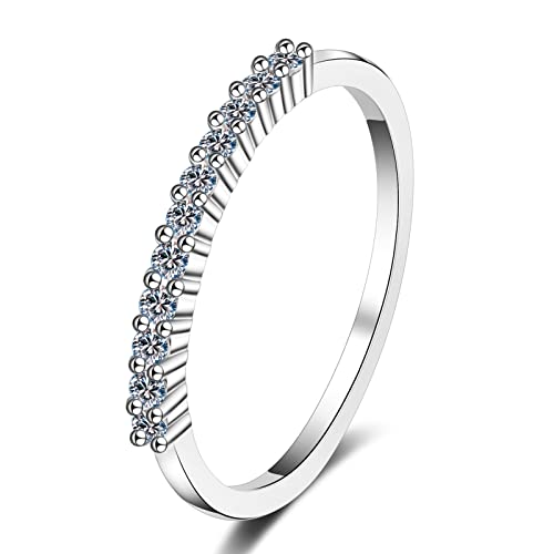 Lieson Verlobung Ringe Frauen, Hochzeit Ringe Silber Damen 925 Dünn Schlicht Rund Moissanit 0.16ct Freundschaftsringe Silber Große 52 (16.6) von Lieson