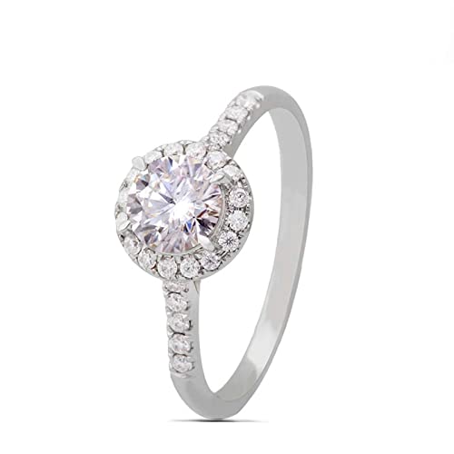 Lieson Verlobung Ringe Frauen, Weißgold Ring 585 14K Klassisch Halo 4 Klauen Rund Laborgezüchteter Diamant mit 0.5ct Hochzeitsringe Weißgold Gr. 54 (17.2) von Lieson