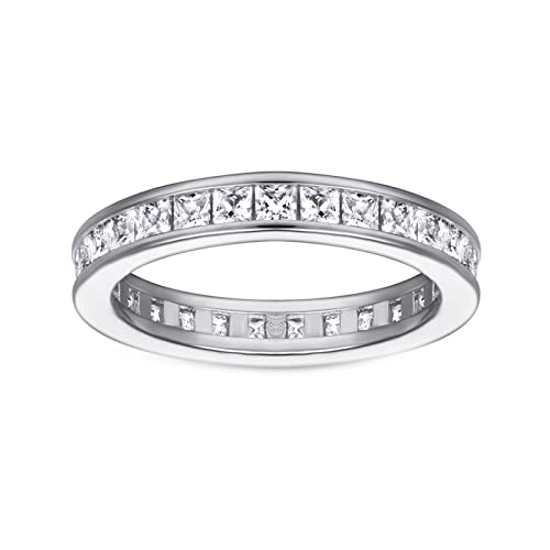 Lieson Verlobungsring 925 Silber Damen, Ehering Frauen Elegant Rundherum Prinzessschliff Zirkonia Hochzeitsringe Silber Größe 60 (19.1) von Lieson