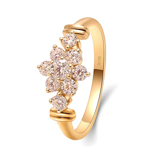 Lieson Verlobungsring Damen, Gold Ring Frauen 750 18K Elegant Blumen Rund Laborgezüchteter Diamant Partnerringe Gelbgold Gr. 53 (16.9) von Lieson