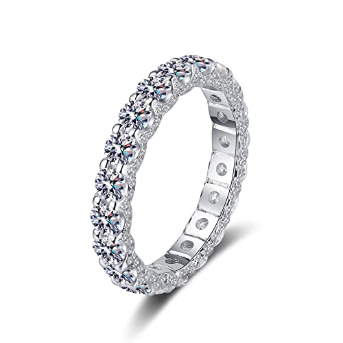 Lieson Verlobungsring Frauen, Damenring Silber 925 Elegant Reihe Rund Moissanit 2.1ct Trauring Silber Große 58 (18.5) von Lieson