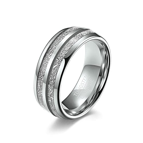 Lieson Wolfram Ring Ehering, 6MM Poliert Doppelrillen Silberfolie Verlobungsringe Freundschaftsringe Hochzeitsringe Partnerringe für Herren Damen Schwarz Größe 60 (19.1) von Lieson