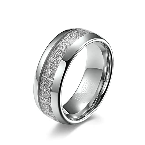 Lieson Wolfram Ring Ehering, Poliert 8MM Silberfolie Verlobungsringe Freundschaftsringe Hochzeitsringe Partnerringe für Herren Damen Silber Gr.67 (21.3) von Lieson