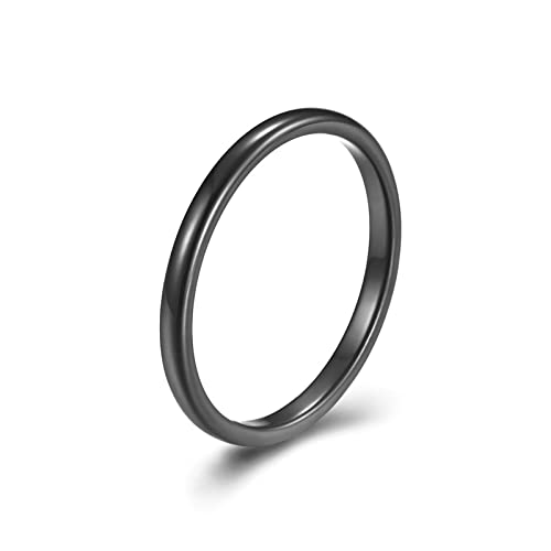 Lieson Wolfram Ring Herren Damen, Dünn 2MM Poliert Stapelring Verlobungsringe Freundschaftsringe Eheringe Hochzeitsringe Partnerringe für Herren Damen Schwarz Gr.65 (20.7) von Lieson