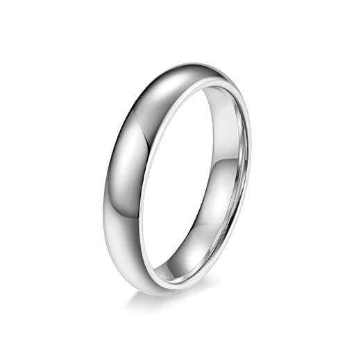 Lieson Wolfram Ring Herren Damen, Einfach Poliert 4MM Verlobungsringe Freundschaftsringe Eheringe Hochzeitsringe Partnerringe für Herren Damen Silber Größe 65 (20.7) von Lieson