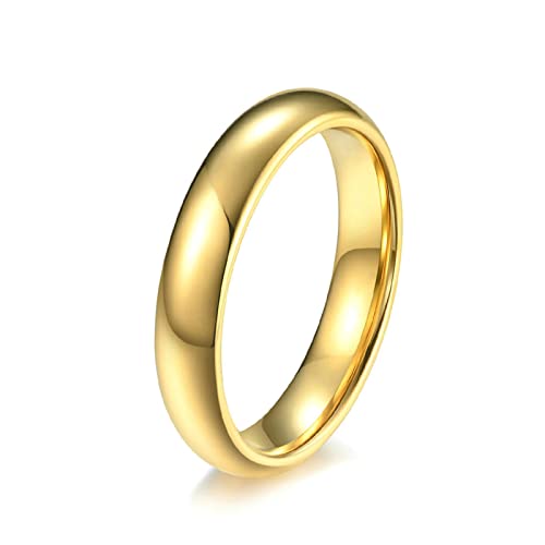 Lieson Wolfram Ring Männer Frauen, Einfach Poliert 4MM Verlobungsringe Freundschaftsringe Eheringe Hochzeitsringe Partnerringe für Herren Damen Gold Gr.60 (19.1) von Lieson