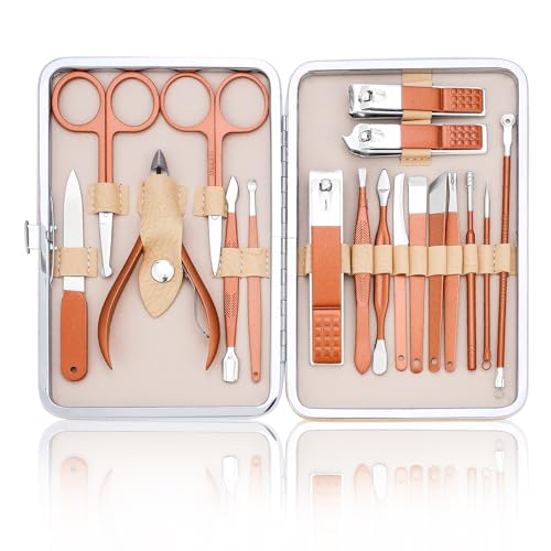 Maniküre Set - Nagelset für Männer - Edelstahl Nagelknipser Set - Professionelles Pediküre Set Fußpflege - Nagelpflege Zubehör für Fußnägel & Fingernägel - Tragbares Nail Kit(Roségold) von LifHap