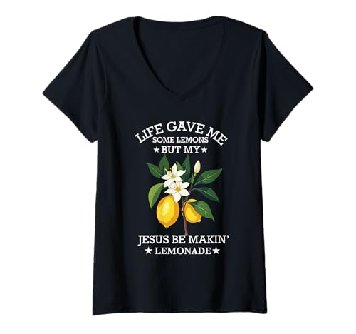 Damen Das Leben gab Mir EIN Paar Zitronen, Aber Mein Jesus, er Macht Limonade T-Shirt mit V-Ausschnitt Damen Das Leben gab Mir EIN Paar Zitronen, Aber Mein Jesus, er Macht Limonade T-Shirt mit V-Ausschnitt von Life Gave Me Some Lemons But My Jesus He Be Making