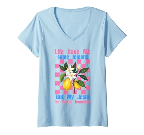 Damen Das Leben gab Mir EIN Paar Zitronen, Aber Mein Jesus, er Macht Limonade T-Shirt mit V-Ausschnitt Damen Das Leben gab Mir EIN Paar Zitronen, Aber Mein Jesus, er Macht Limonade T-Shirt mit V-Ausschnitt von Life Gave Me Some Lemons But My Jesus He Be Making