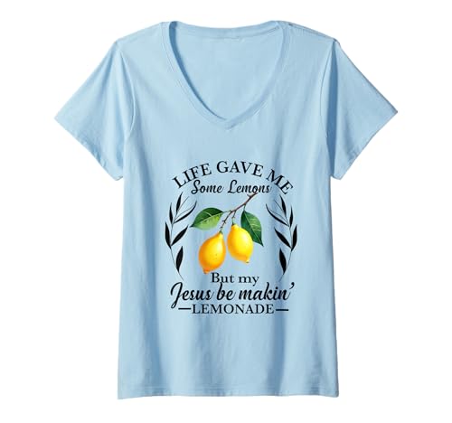 Damen Das Leben gab Mir EIN Paar Zitronen, Aber Mein Jesus, er Macht Limonade T-Shirt mit V-Ausschnitt Damen Das Leben gab Mir EIN Paar Zitronen, Aber Mein Jesus, er Macht Limonade T-Shirt mit V-Ausschnitt von Life Gave Me Some Lemons But My Jesus He Be Making
