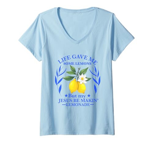 Damen Das Leben gab Mir EIN Paar Zitronen, Aber Mein Jesus, er Macht Limonade T-Shirt mit V-Ausschnitt Damen Das Leben gab Mir EIN Paar Zitronen, Aber Mein Jesus, er Macht Limonade T-Shirt mit V-Ausschnitt von Life Gave Me Some Lemons But My Jesus He Be Making