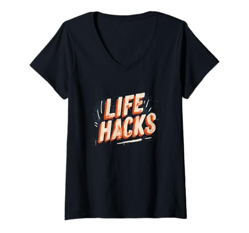 Damen Statemblem von Pretty Life Hacks T-Shirt mit V-Ausschnitt von Life Hacks Outfit