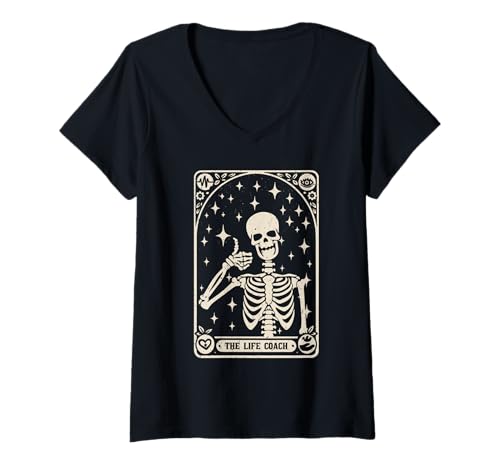 Damen The Life Coach Tarot Card Motivationsredner T-Shirt mit V-Ausschnitt von Life Health Coaching