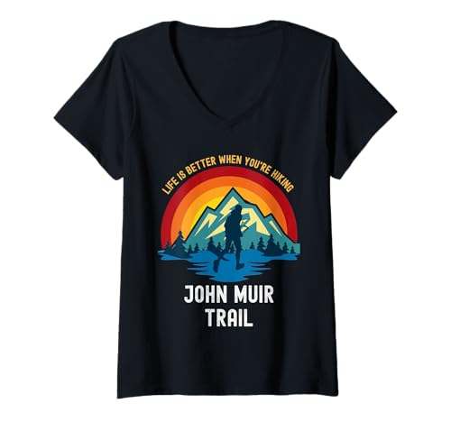 Damen Das Leben ist Besser, wenn Sie auf dem John Muir Trail wandern T-Shirt mit V-Ausschnitt Damen Das Leben ist Besser, wenn Sie auf dem John Muir Trail wandern T-Shirt mit V-Ausschnitt von Life Is Better When You Are Camping