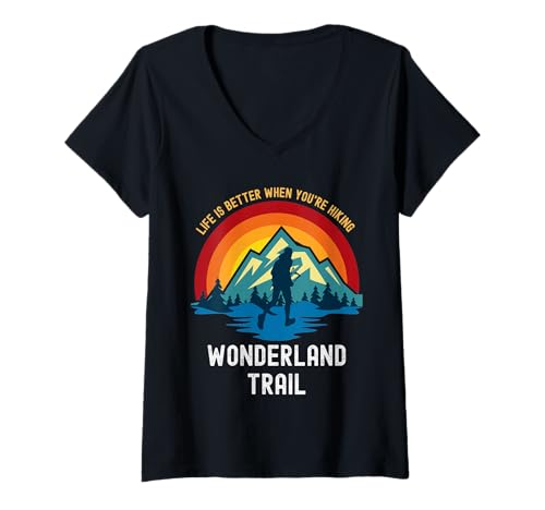 Damen Das Leben ist Besser, wenn Sie auf dem Wonderland Trail wandern T-Shirt mit V-Ausschnitt Damen Das Leben ist Besser, wenn Sie auf dem Wonderland Trail wandern T-Shirt mit V-Ausschnitt von Life Is Better When You Are Camping