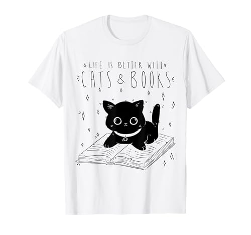 Katzenbuch für Frauen Life is Better with Cats and Books T-Shirt Katzenbuch für Frauen Life is Better with Cats and Books T-Shirt von Life Is Better With Cats And Books