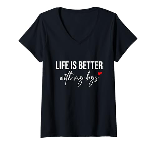 Damen Life is Better with My Boys Damen T-Shirt mit V-Ausschnitt von Life Is Better With My Boys Womens Tee