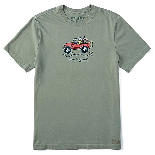 Life is Good Men's Crusher Crew Neck T-Shirt, Off-Road Jake - Moss Green, XXL von Life Is Good
