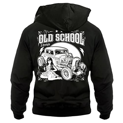 Herren Harrington Jacke mit Kapuze Pin up Oldschool Lifestyle Rock n Roll von Life Is Pain