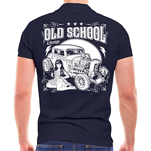 Herren Poloshirt Polohemd Oldschool Lifestyle (mit Rückendruck) Größe M - 5XL von Life Is Pain