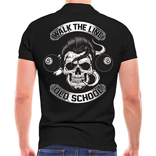 Herren Poloshirt Polohemd Rock n Roll Walk The Line (mit Rückendruck) Größe S - 5XL von Life Is Pain