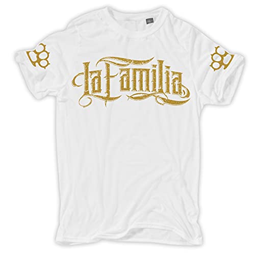 Herren T-Shirt La Familia FCK No Fight No Glory Gold (mit Rückendruck) Größe S - 5XL von Life Is Pain