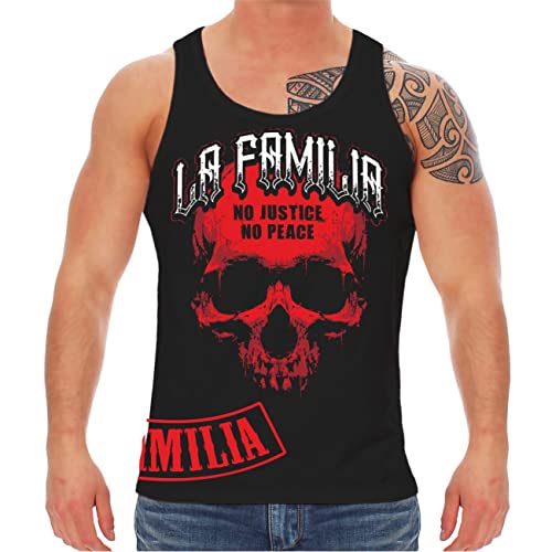 Herren Tank Top Muskelshirt La Familia FCK No Justice No Peace Sangre Crew von Life Is Pain