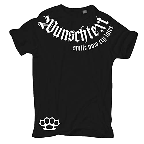 Herren Tshirt Text oder Name Smile Now Cry Later Weiß White Größe S - 5XL von Life Is Pain