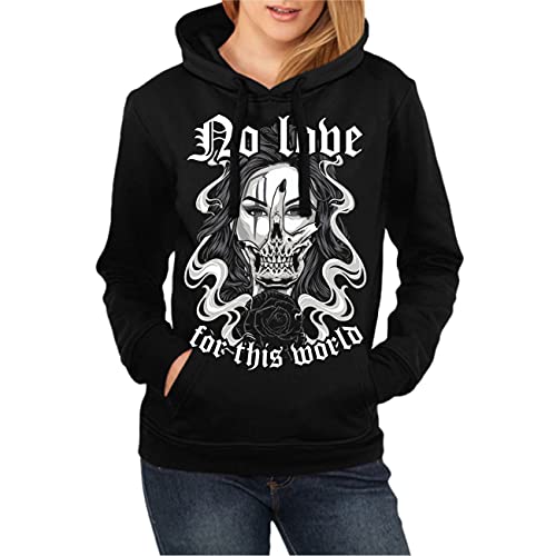 Life Is Pain Frauen und Damen Kapuzenpullover Hand Tattoo No Love for This World Größe XS - XXL von Life Is Pain