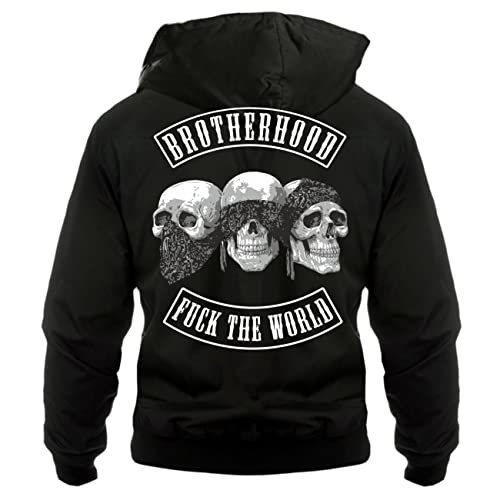 Life Is Pain Herre Harrington Jacke mit Kapuze La Familia Patch totenköpfe schädel 3 Affen von Life Is Pain