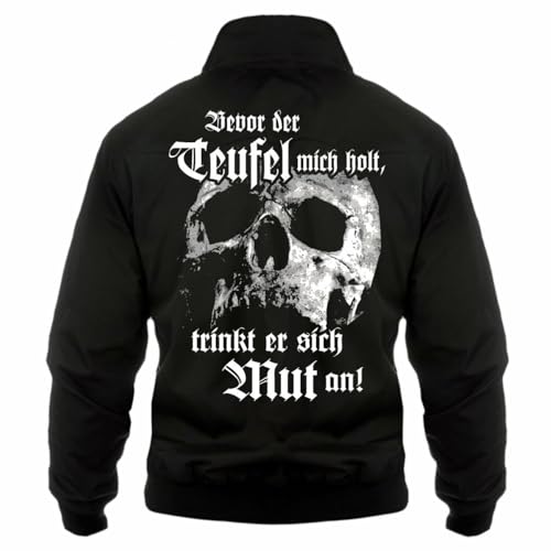 Life Is Pain Herren Harrington Jacke Bevor der Teufel mich holt totenkopf motive S - 5XL von Life Is Pain