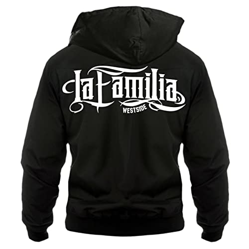 Life Is Pain Herren Harringtonjacke mit Kapuze Worldwide auf RÜCKEN Crime Totenkopf patch von Life Is Pain