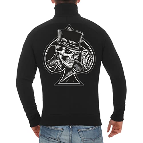 Life Is Pain Herren Jacke Sweatjacke Alte Schule Rockn Roll Totenkopf Motiv (mit Rückendruck) Größe S - 5XL von Life Is Pain