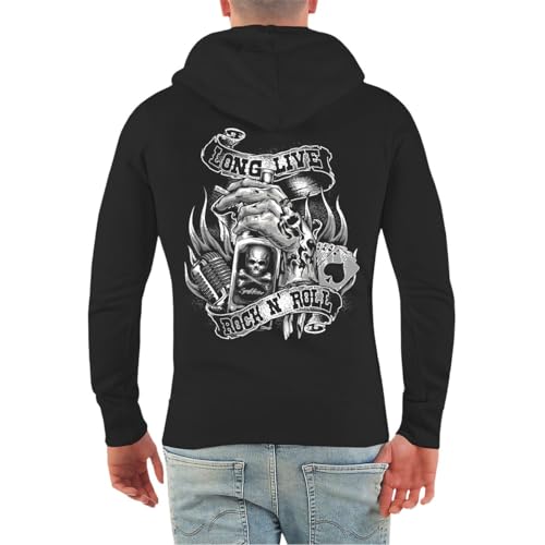 Life Is Pain Herren Kapuzenjacke Long live Rockn Roll Music Cash Redneck (mit Rückendruck) Größe S - 4XL von Life Is Pain
