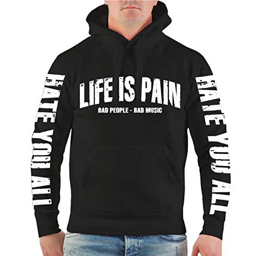 Life Is Pain Herren Kapuzenpullover Bad Music Bad People Größe S bis 5XL von Life Is Pain