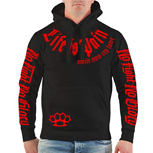 Life Is Pain Herren Kapuzenpullover No Fight No Glory Red Premium Label Größe S bis 5XL von Life Is Pain