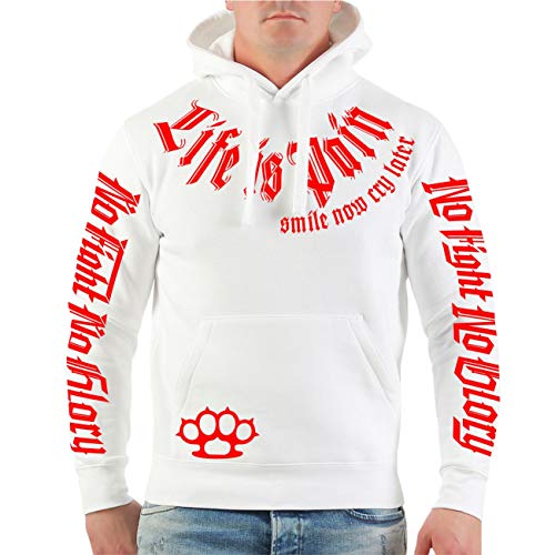 Life Is Pain Herren Kapuzenpullover No Fight No Glory Red Premium Label Größe S bis 5XL von Life Is Pain