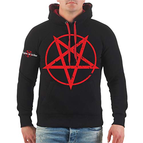 Life Is Pain Herren Kapuzenpullover Pentagramm mit Spruch schwarz Black von Life Is Pain