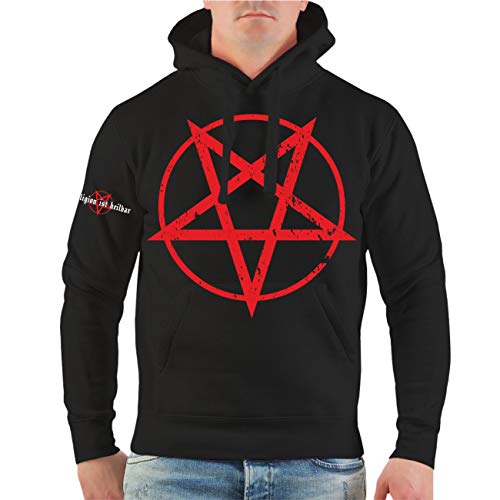 Life Is Pain Herren Kapuzenpullover Pentagramm mit Spruch schwarz Black von Life Is Pain