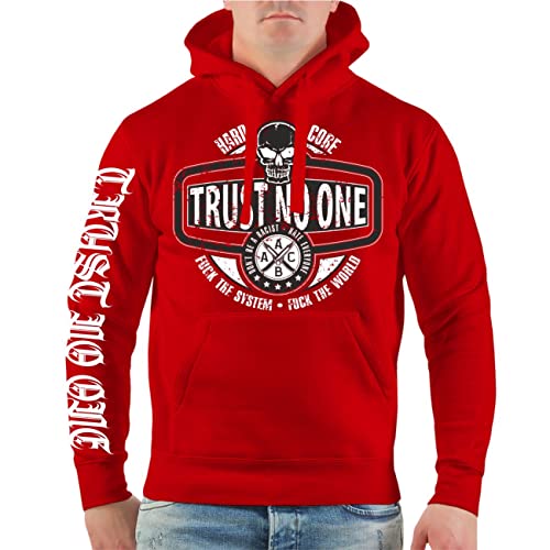 Life Is Pain Herren Kapuzenpullover Trust no one mit Seiten Patch von Life Is Pain