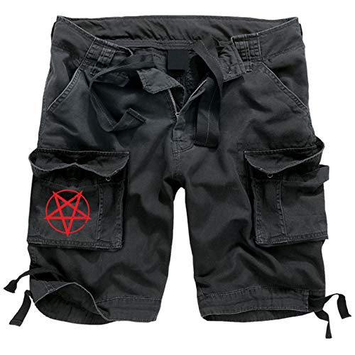 Life Is Pain Herren Kurze Armee Hose Pentagramm Heavy Metal Gothic Death 666 Short S bis 7XL von Life Is Pain
