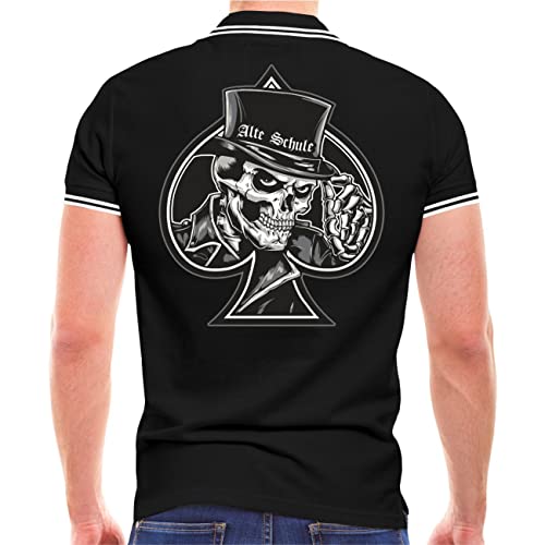 Life Is Pain Herren Poloshirt Polohemd Alte Schule Rockn Roll Totenkopf Motiv Größe S bis 5XL von Life Is Pain