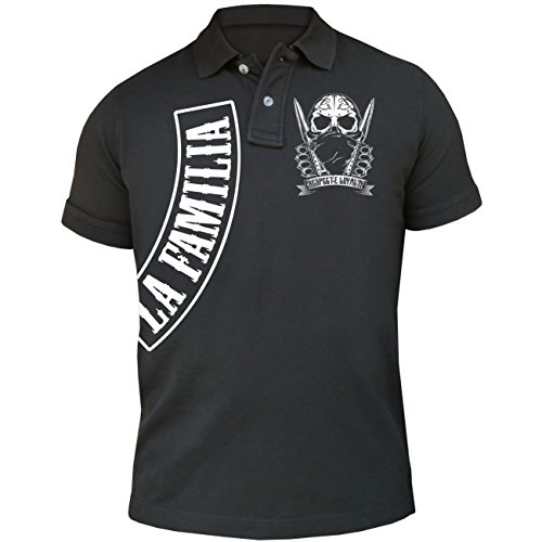 Life Is Pain Herren Poloshirt Polohemd La Familia FCK for My Family for My Friends (mit Rückendruck) von Life Is Pain