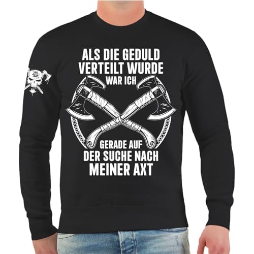 Life Is Pain Herren Pullover Wikinger Motiv mit Axt Spruch Grösse S bis 5XL von Life Is Pain