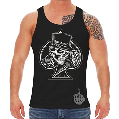 Life Is Pain Herren Tank Top Muskelshirt Alte Schule Rockn Roll Totenkopf Motiv Größe S - 5XL von Life Is Pain